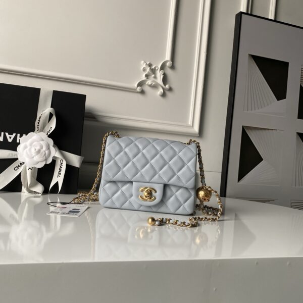 CN Classic Flap With Charm Chain With CC Details On Strap Bag Gold Hardware Grey CN Classic Flap With Charm Chain With CC Details On Strap Bag Gold Hardware Grey