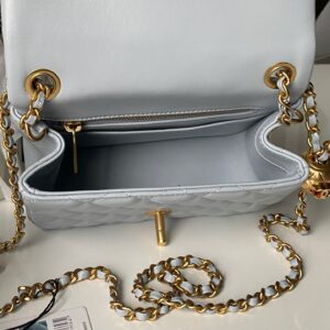 CN Classic Flap With Charm Chain With CC Details On Strap Bag Gold Hardware Grey 3 9637619d