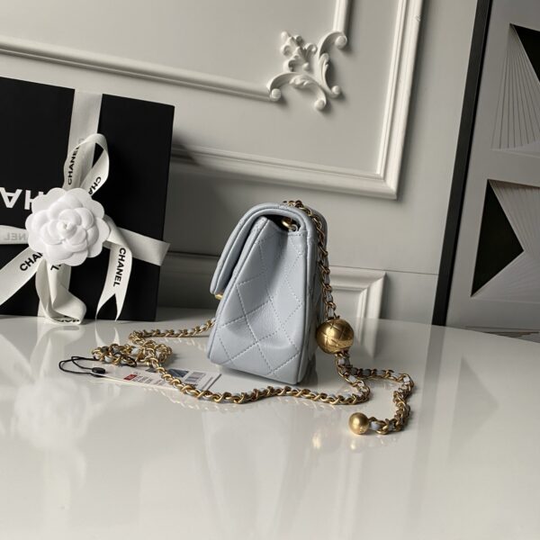 CN Classic Flap With Charm Chain With CC Details On Strap Bag Gold Hardware Grey CN Classic Flap With Charm Chain With CC Details On Strap Bag Gold Hardware Grey