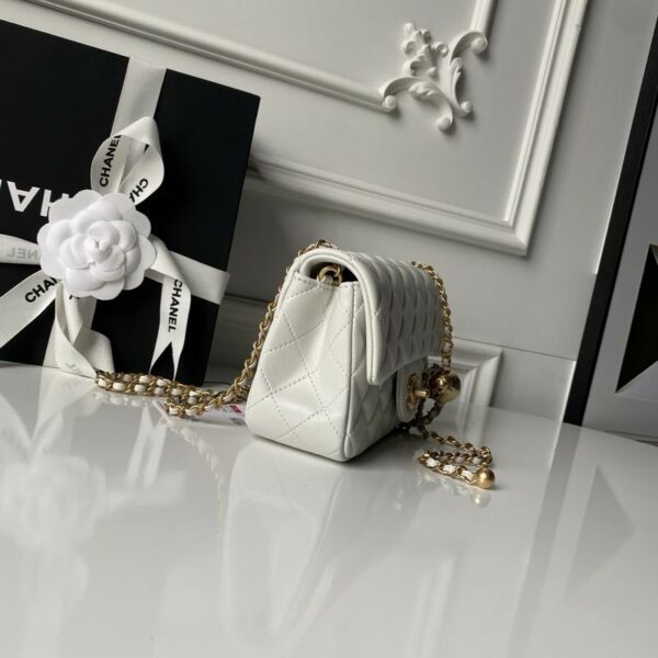 CN Flap Bag With CC Ball On Strap White For Women AS1787