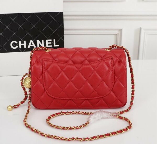 CN Flap Bag With CC Ball On Strap Red For Women