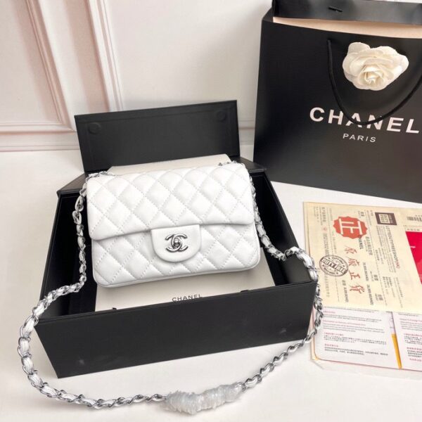 CN Small Classic Handbag Silver Hardware White For Women A01113 CN Small Classic Handbag Silver Hardware White For Women A01113