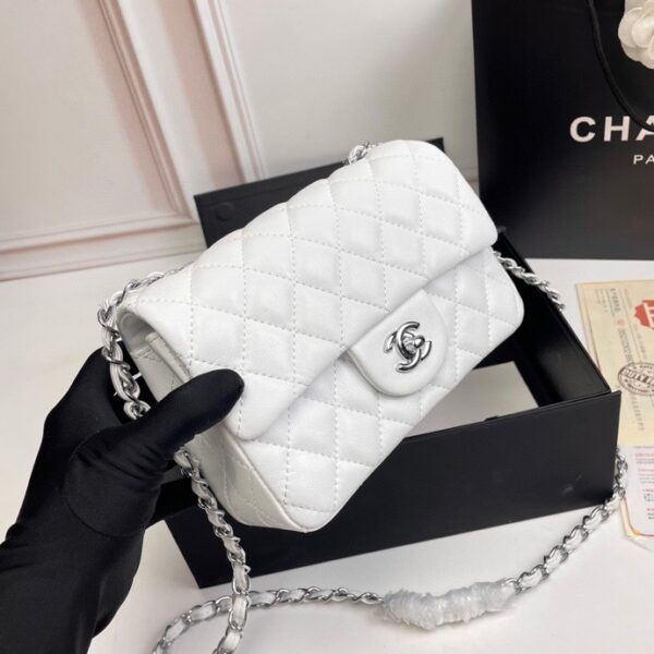 CN Small Classic Handbag Silver Hardware White For Women A01113 CN Small Classic Handbag Silver Hardware White For Women A01113