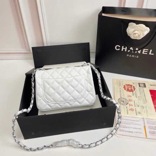 CN Small Classic Handbag Silver Hardware White For Women A01113 CN Small Classic Handbag Silver Hardware White For Women A01113