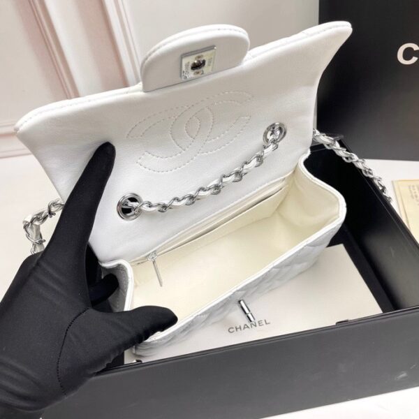 CN Small Classic Handbag Silver Hardware White For Women A01113 CN Small Classic Handbag Silver Hardware White For Women A01113