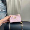 Fashion CN Small Vanity Case With Gold Ball On Strap Pink 910297