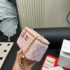 Fashion CN Small Vanity Case With Gold Ball On Strap Pink 910297