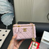 Fashion CN Small Vanity Case With Gold Ball On Strap Pink 910297