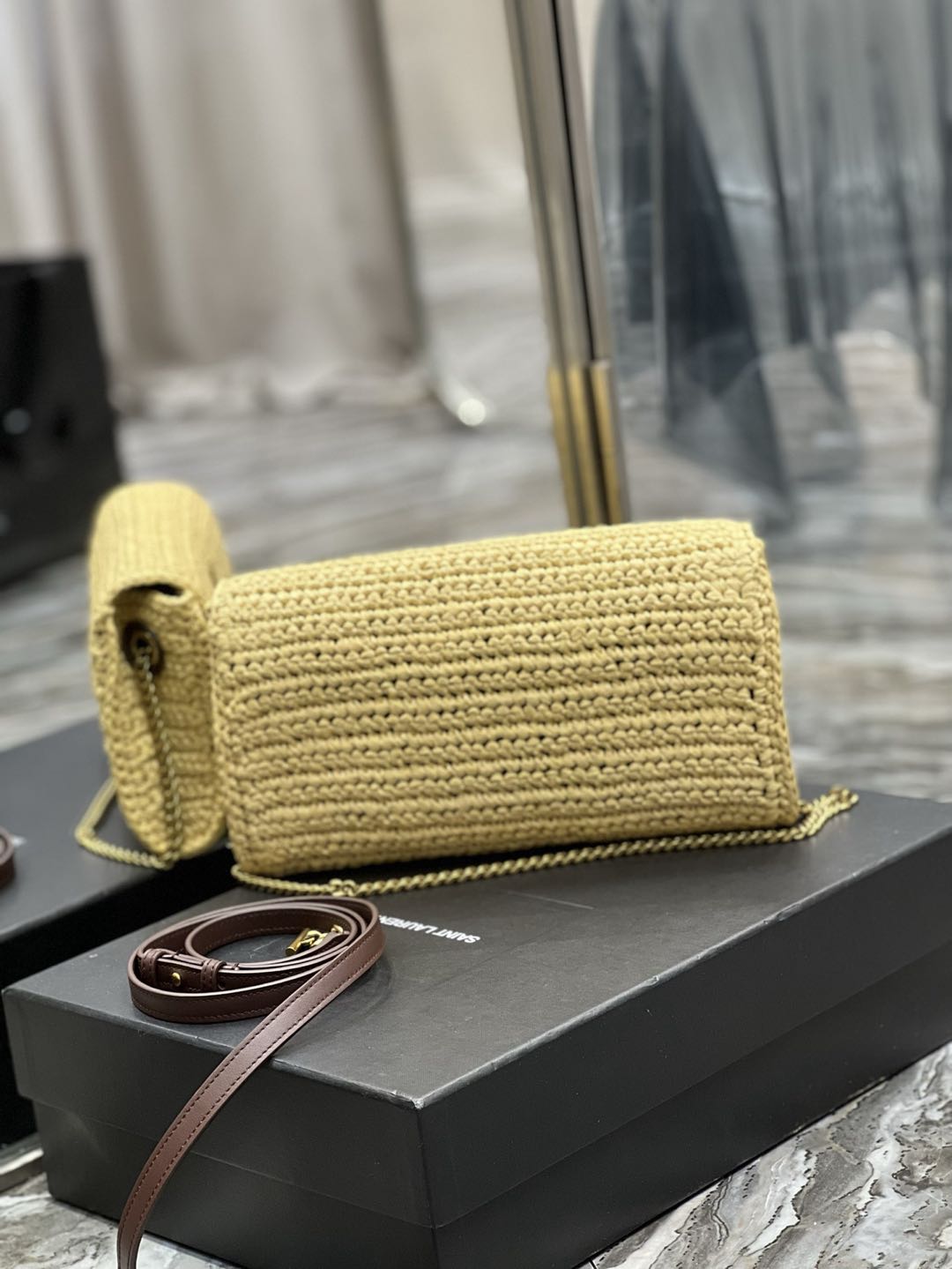 YSL Saint Laurent Kate 99 Raffia Shoulder Bag 0000 YSL Saint Laurent Kate 99 Raffia Shoulder Bag 0000