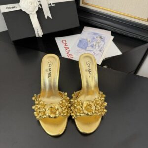 Women’s CN Gold Floral Embellished Mule Heels