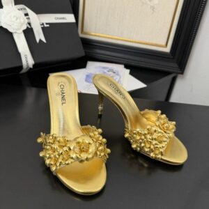 Women’s CN Gold Floral Embellished Mule Heels