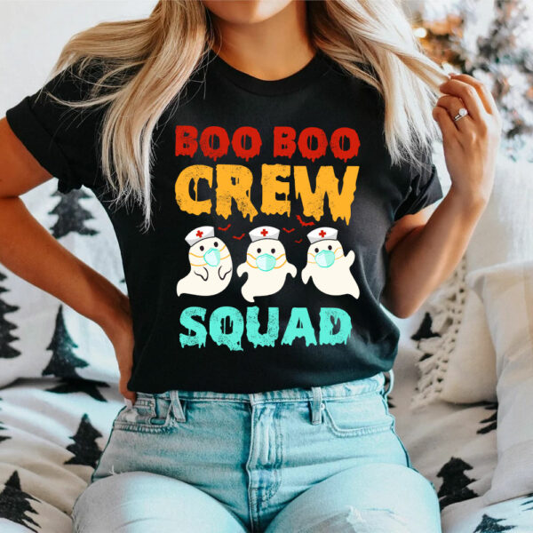 Boo Boo Crew Squad Nurse Halloween Nurses RN Ghost Women T-Shirt