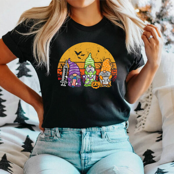 3 Halloween Gnome Nurses Funny Costume Nursing Men Women T-Shirt