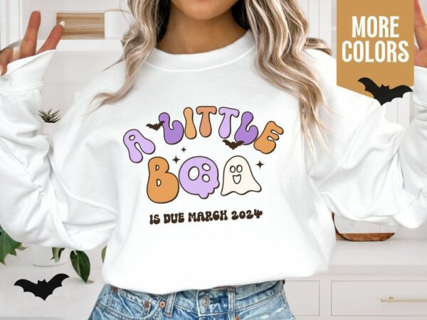 A Little Boo Halloween Pregnancy Announcement Couples Fall Gender Reveal Tee Baby Shower Family Matching Spooky Shirt
