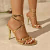 Golden Buckle Cross-Strap High Heels For Women B1094 Golden Buckle Cross-Strap High Heels For Women B1094