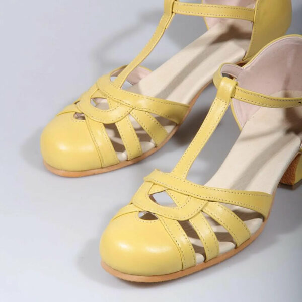 Yellow Leather T-Strap Mary Janes E7610 Yellow Leather T-Strap Mary Janes E7610