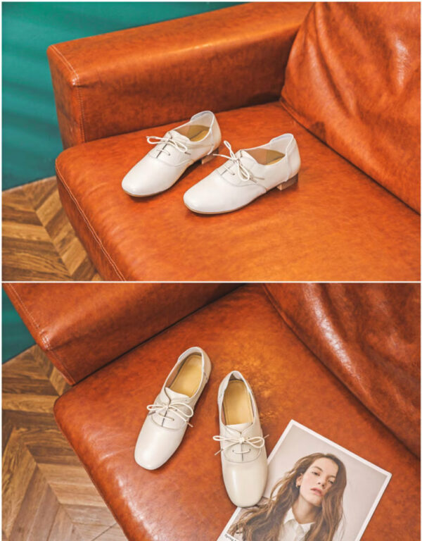 Handmade Women Genuine Leather Tie Shoes K8821