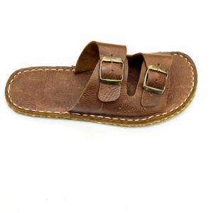Handmade Leather Sandals, Floor-level Sandals With Brass Accents S0125