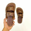 Handmade Leather Sandals, Floor-level Sandals With Brass Accents S0125 Handmade Leather Sandals, Floor-level Sandals With Brass Accents S0125