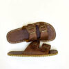 Handmade Leather Sandals, Floor-level Sandals With Brass Accents S0125 Handmade Leather Sandals, Floor-level Sandals With Brass Accents S0125