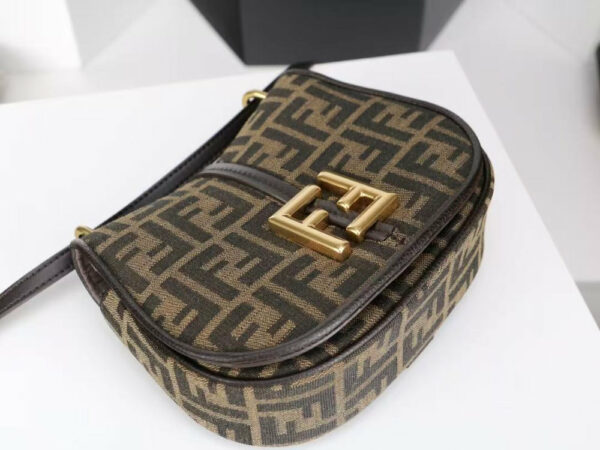 Fendi Women C’mon Small Brown FF Jacquard Fabric Bag Fendi Women C’mon Small Brown FF Jacquard Fabric Bag