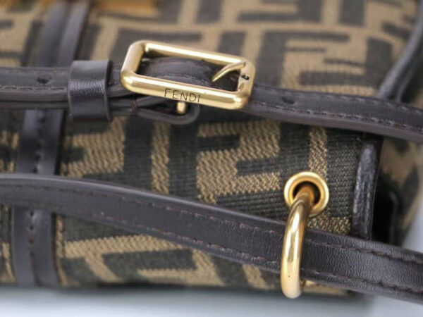 Fendi Women C’mon Small Brown FF Jacquard Fabric Bag Fendi Women C’mon Small Brown FF Jacquard Fabric Bag