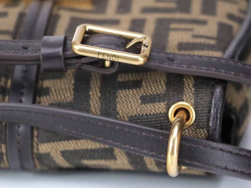 Fendi Women C’mon Small Brown FF Jacquard Fabric Bag Fendi Women C’mon Small Brown FF Jacquard Fabric Bag