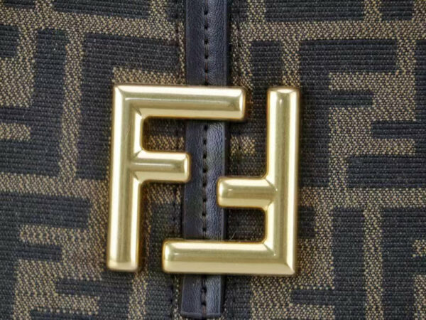 Fendi Women C’mon Small Brown FF Jacquard Fabric Bag Fendi Women C’mon Small Brown FF Jacquard Fabric Bag