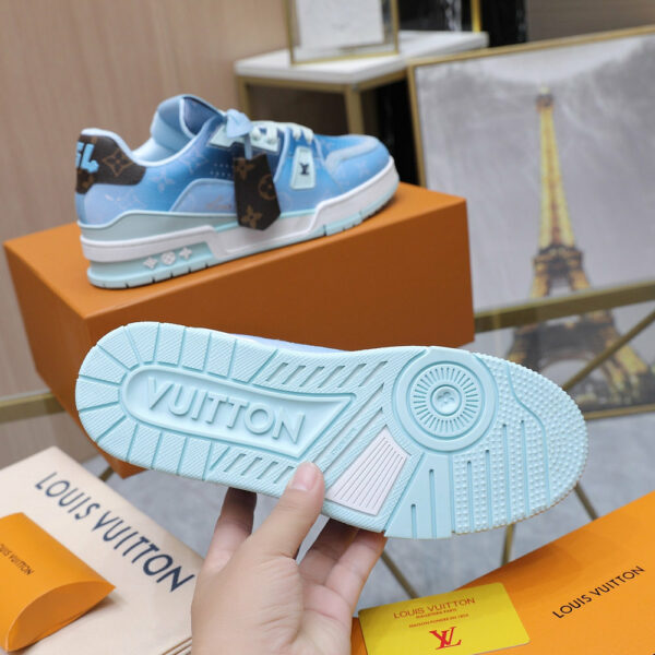 LV Trainer Sneaker Blue Monogram Leather 0518C80 LV Trainer Sneaker Blue Monogram Leather 0518C80
