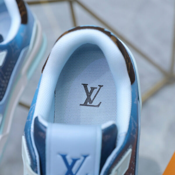 LV Trainer Sneaker Blue Monogram Leather 0518C80 LV Trainer Sneaker Blue Monogram Leather 0518C80