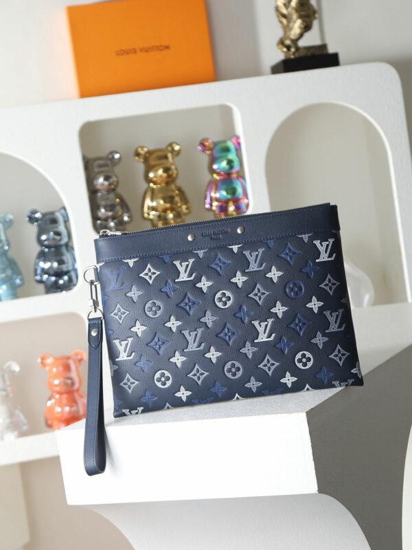 LV Pochette Voyage MM Monogram Ink Navy Blue Clutch Bag 28913 LV Pochette Voyage MM Monogram Ink Navy Blue Clutch Bag 28913